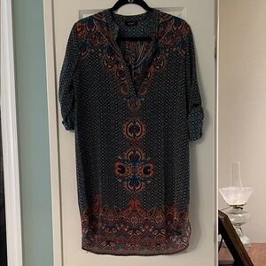 Tolani Geometric Print Dress in Teal